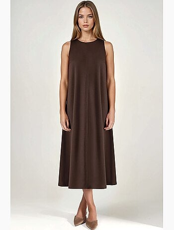 Vestido midi de corte relajado con cuello redondo hiccup
