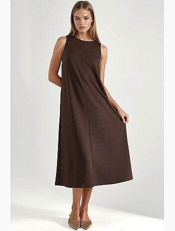 Vestido midi de corte relajado con cuello redondo hiccup