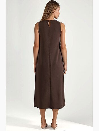 Vestido midi de corte relajado con cuello redondo hiccup