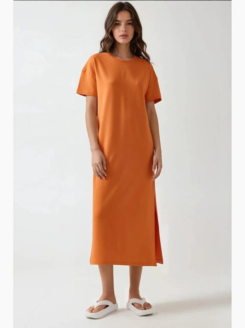 Vestido midi de corte relajado con cuello redondo hiccup - Kiabi