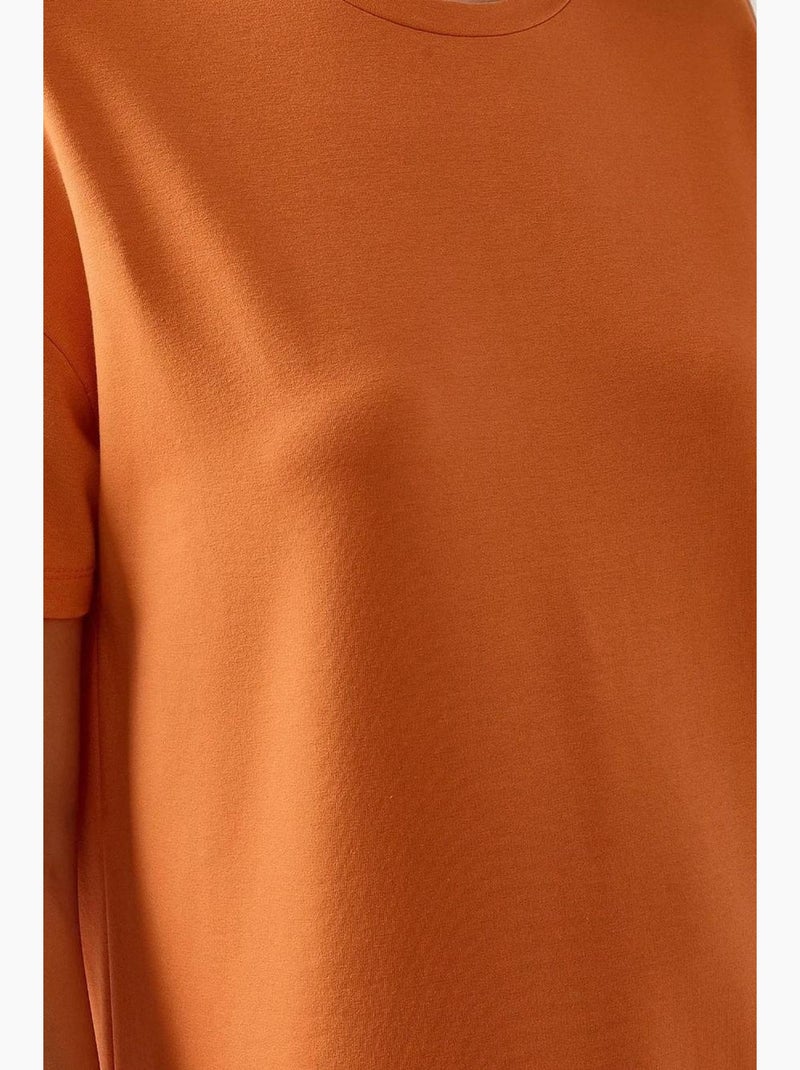 Vestido midi de corte relajado con cuello redondo hiccup Naranja claro - Kiabi