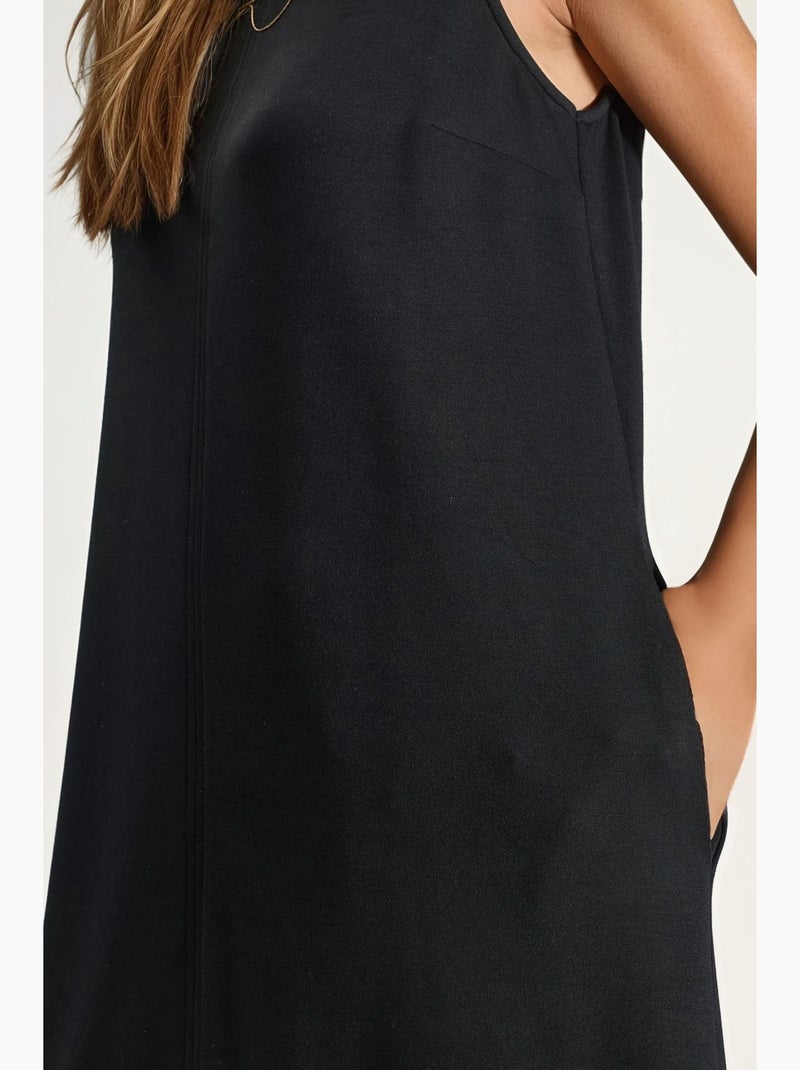 Vestido midi de corte relajado con cuello redondo hiccup Negro - Kiabi