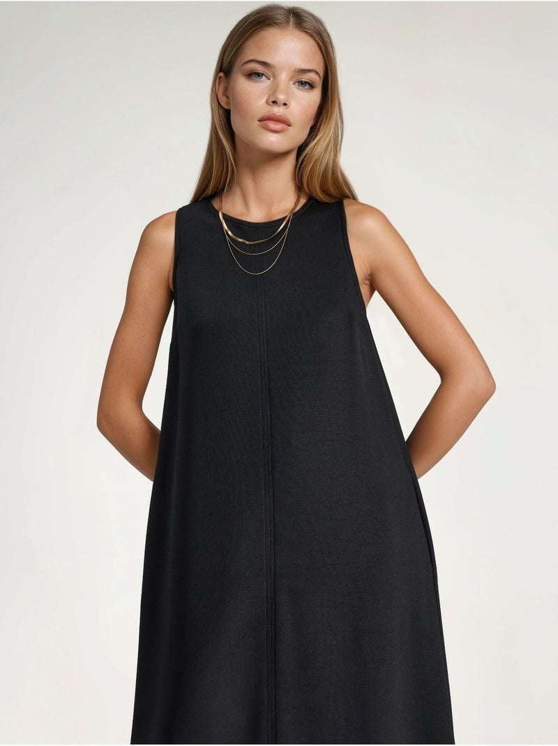 Vestido midi de corte relajado con cuello redondo hiccup Negro - Kiabi