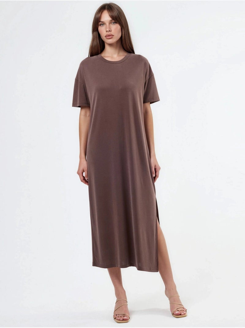 Vestido midi de corte relajado hiccup Marrón oscuro - Kiabi