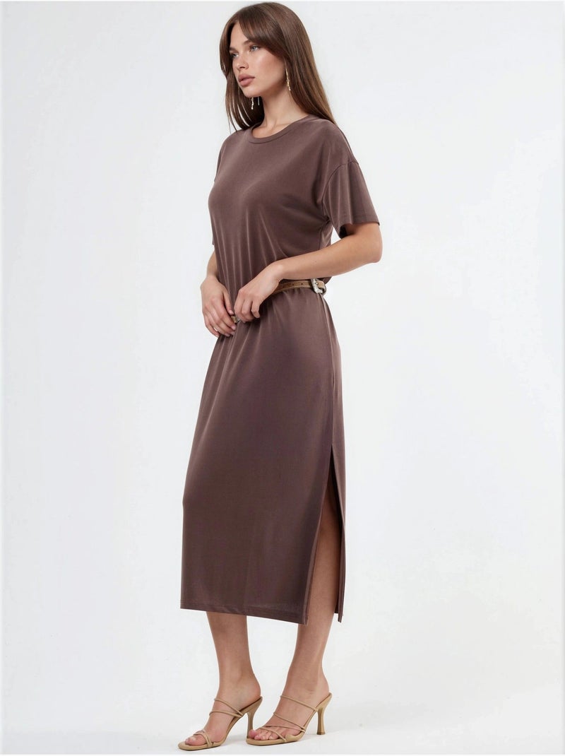 Vestido midi de corte relajado hiccup Marrón oscuro - Kiabi