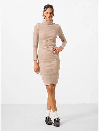 Vestido midi de cuello alto acanalado tommy