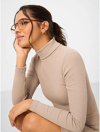 Vestido midi de cuello alto acanalado tommy