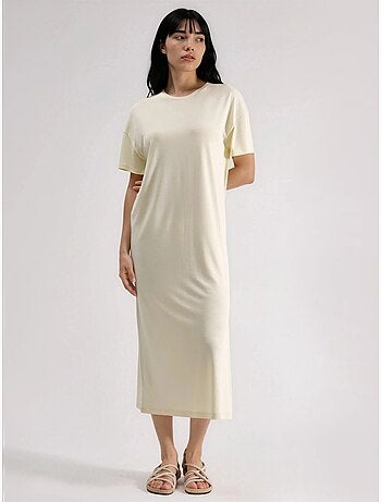 Vestido midi de cuello redondo acanalado busem