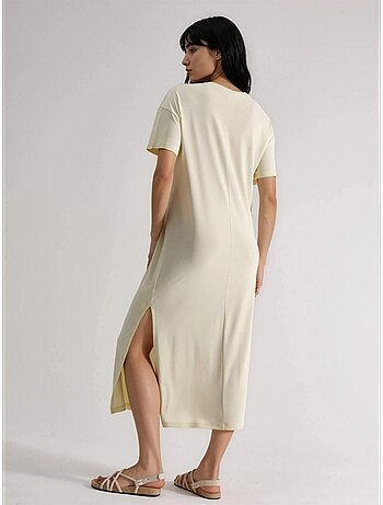 Vestido midi de cuello redondo acanalado busem