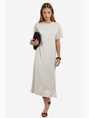 Vestido midi de cuello redondo acanalado busem