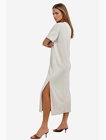 Vestido midi de cuello redondo acanalado busem