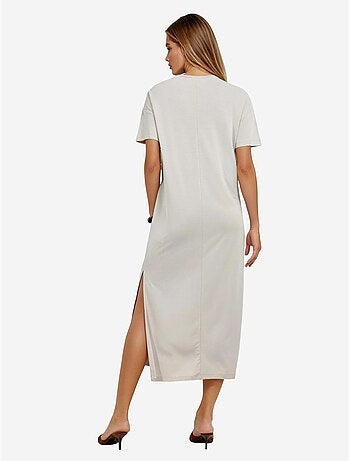 Vestido midi de cuello redondo acanalado busem