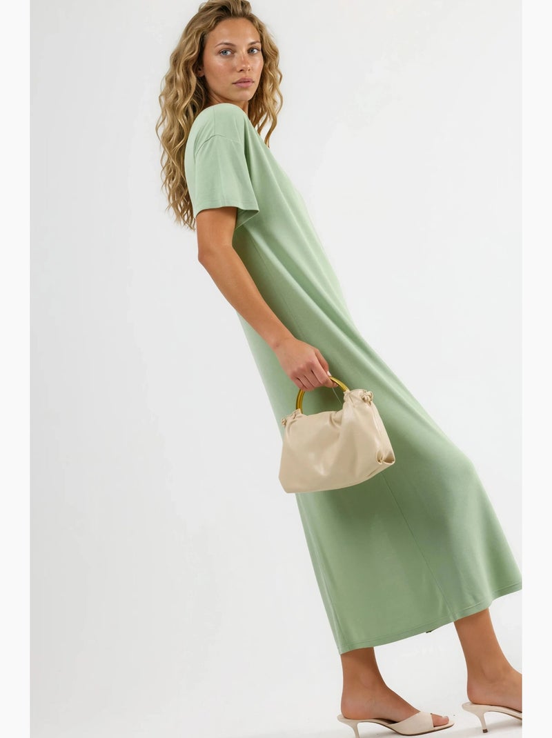 Vestido midi de cuello redondo acanalado busem Verde menta - Kiabi