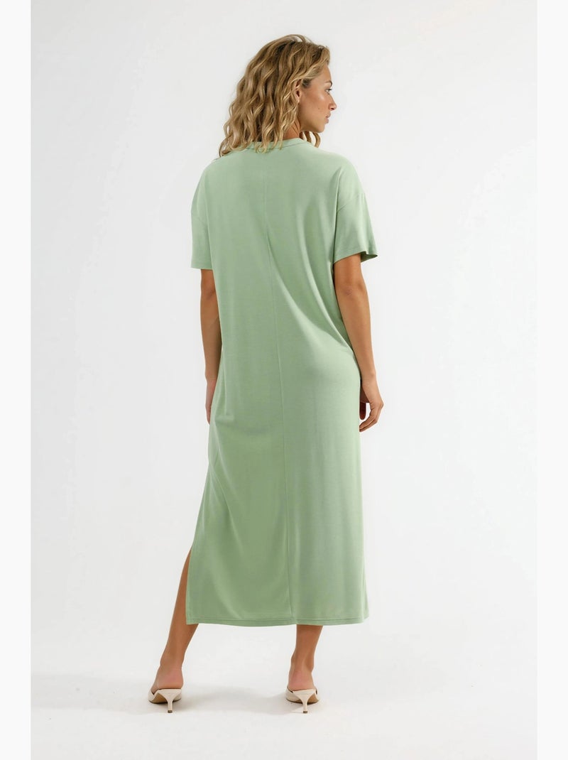 Vestido midi de cuello redondo acanalado busem Verde menta - Kiabi