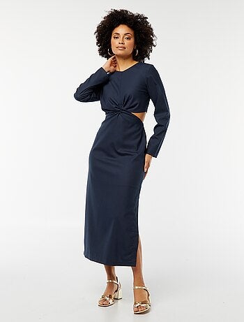 Vestido midi de efecto retorcido por delante