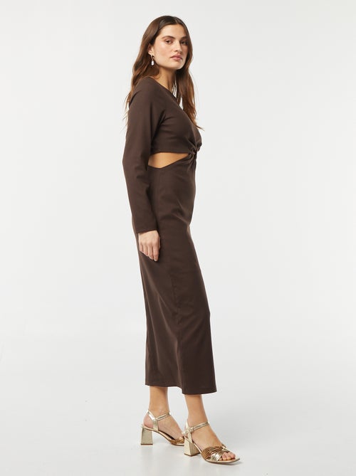 Vestido midi de efecto retorcido por delante - Kiabi