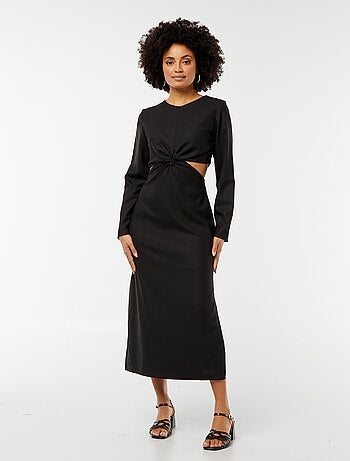 Vestido midi de efecto retorcido por delante