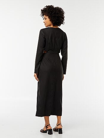 Vestido midi de efecto retorcido por delante