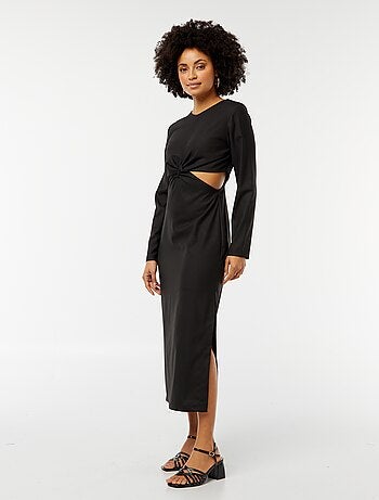 Vestido midi de efecto retorcido por delante