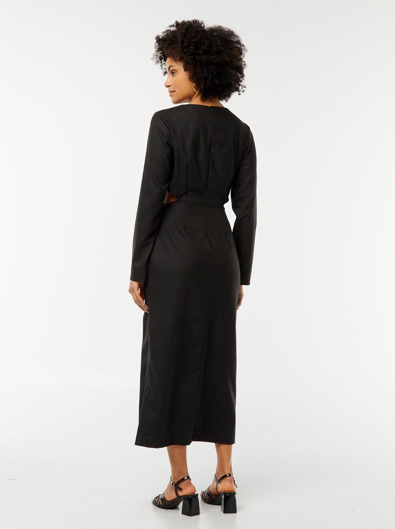 Vestido midi de efecto retorcido por delante negro - Kiabi