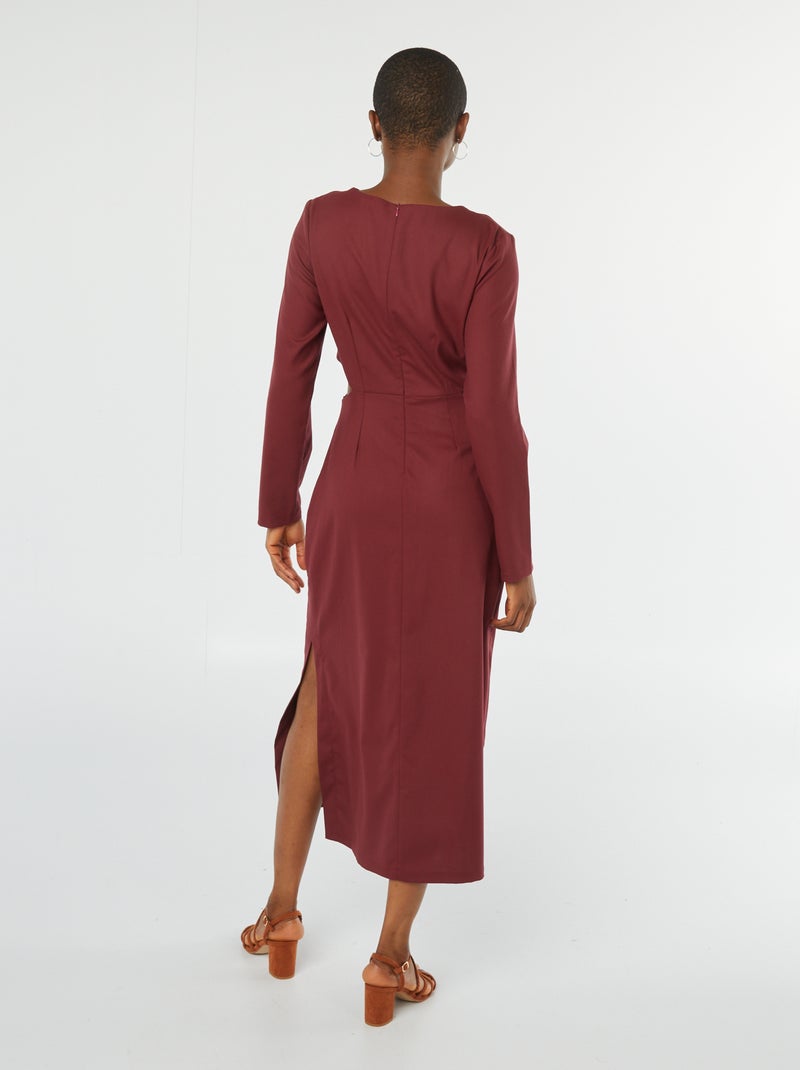 Vestido midi de efecto retorcido por delante ROJO - Kiabi