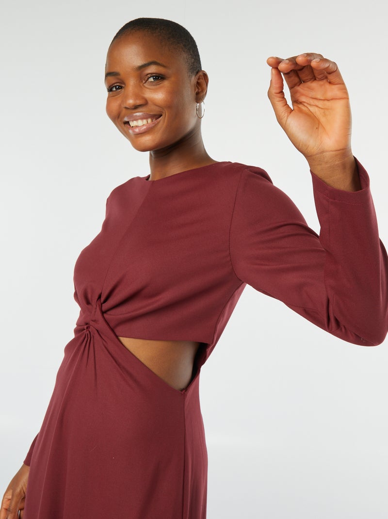 Vestido midi de efecto retorcido por delante ROJO - Kiabi