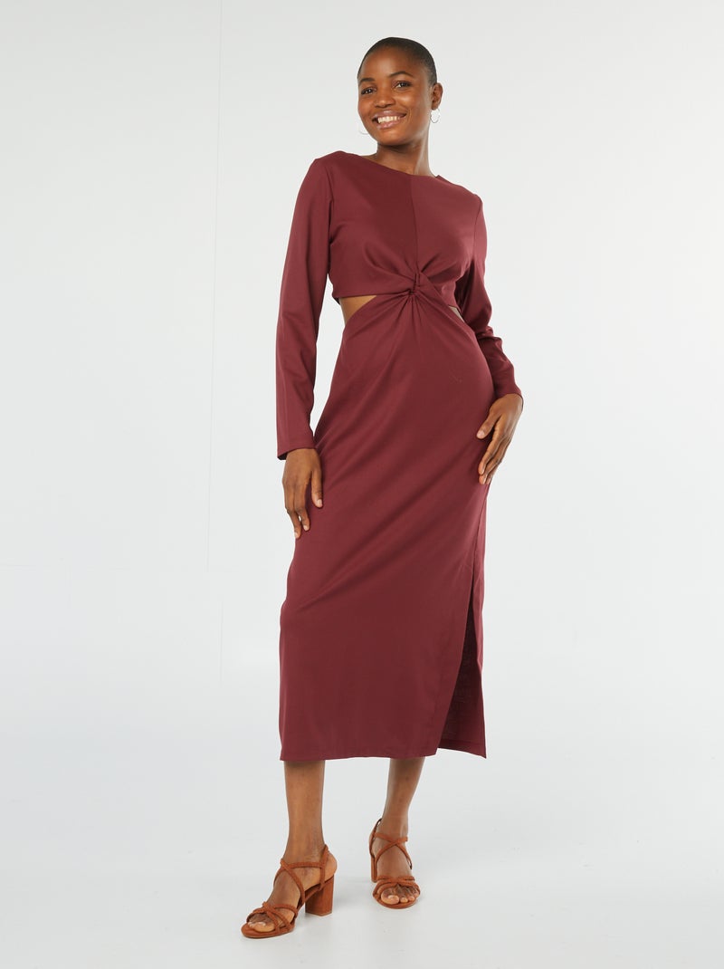 Vestido midi de efecto retorcido por delante ROJO - Kiabi