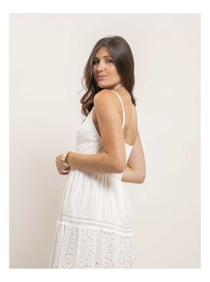 Vestido midi de encaje ILOE Blanco - Kiabi