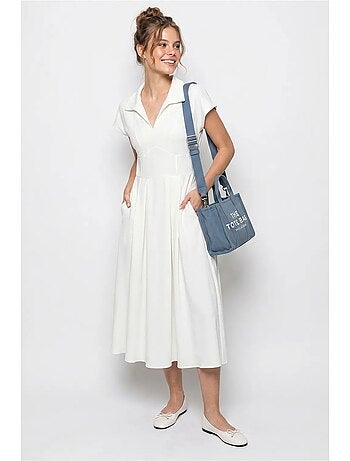 Vestido midi de jersey en línea a con cuello polo lucci