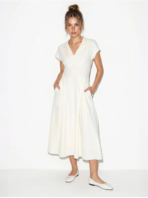 Vestido midi de jersey en línea a con cuello polo lucci - Kiabi