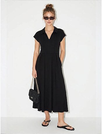 Vestido midi de jersey en línea a con cuello polo lucci