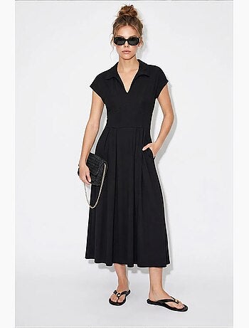 Vestido midi de jersey en línea a con cuello polo lucci