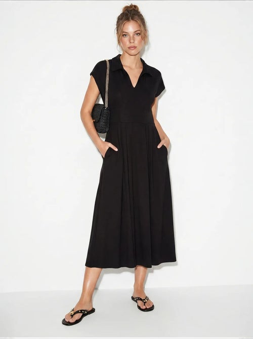 Vestido midi de jersey en línea a con cuello polo lucci - Kiabi
