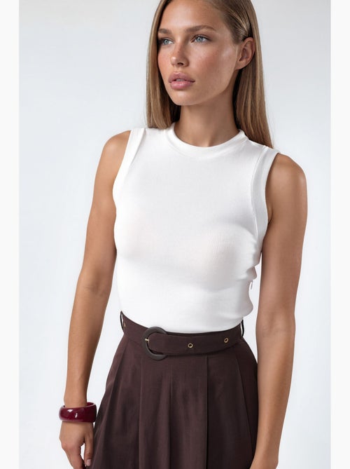 Vestido midi de línea a con cinturón y cuello redondo busem - Kiabi