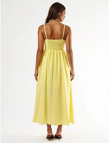 Vestido midi de línea a con detalle de accesorio busem