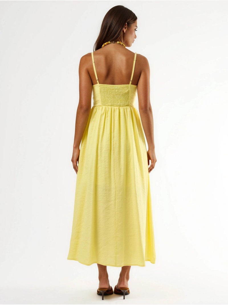 Vestido midi de línea a con detalle de accesorio busem Amarillo limón - Kiabi