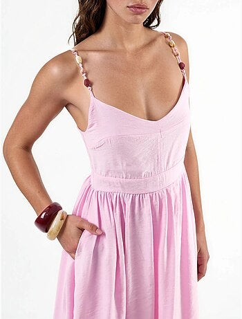 Vestido midi de línea a con detalle de accesorio busem