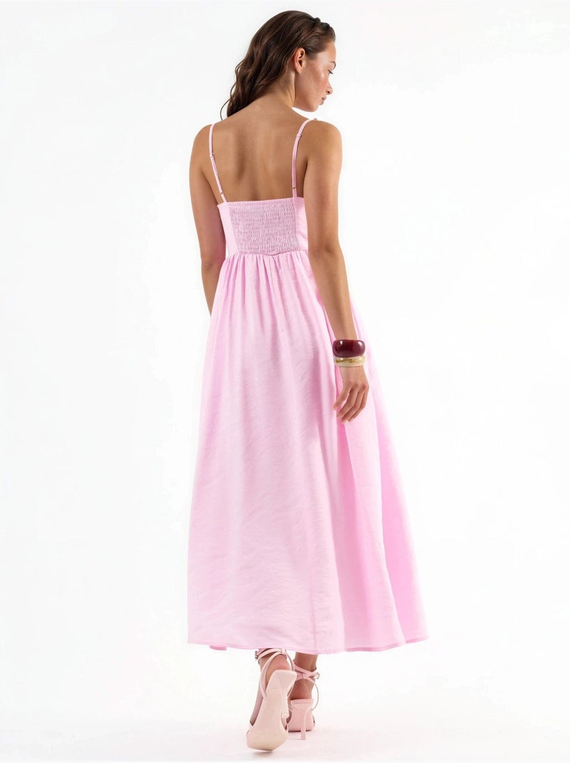 Vestido midi de línea a con detalle de accesorio busem Rosa pálido - Kiabi
