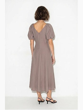 Vestido midi de línea a con escote en v y cremallera lucci