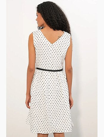 Vestido midi de línea a con lunares y cinturón bdart