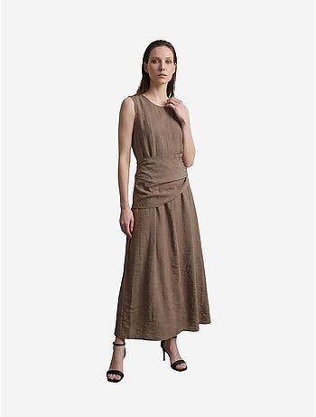 Vestido midi de línea a sin mangas my fashion