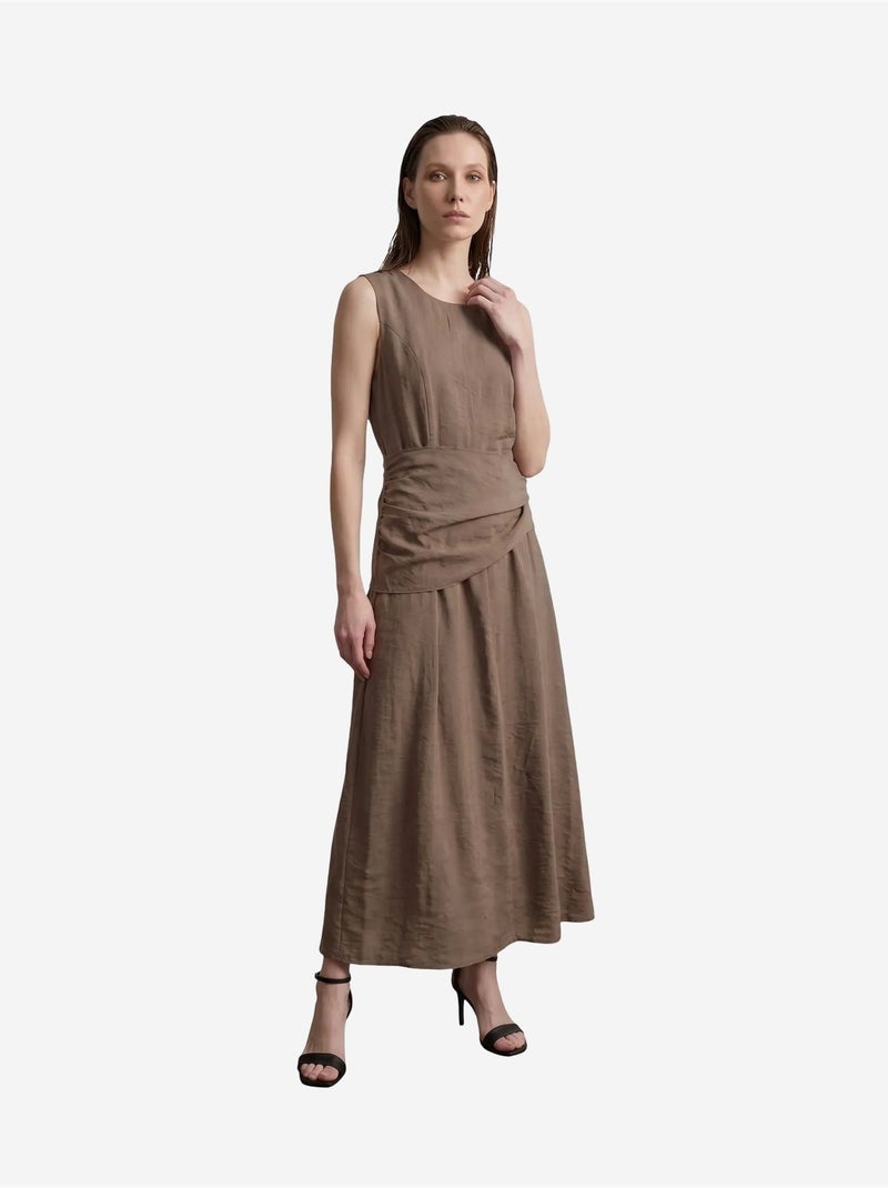 Vestido midi de línea a sin mangas my fashion Taupe - Kiabi