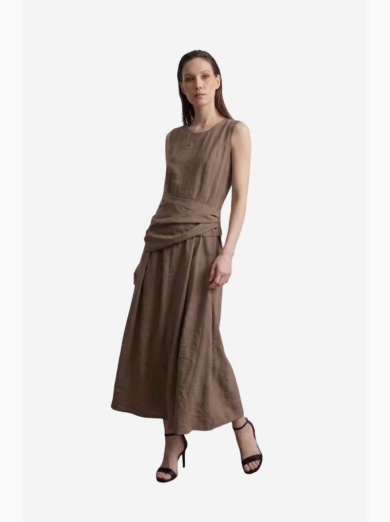Vestido midi de línea a sin mangas my fashion Taupe - Kiabi