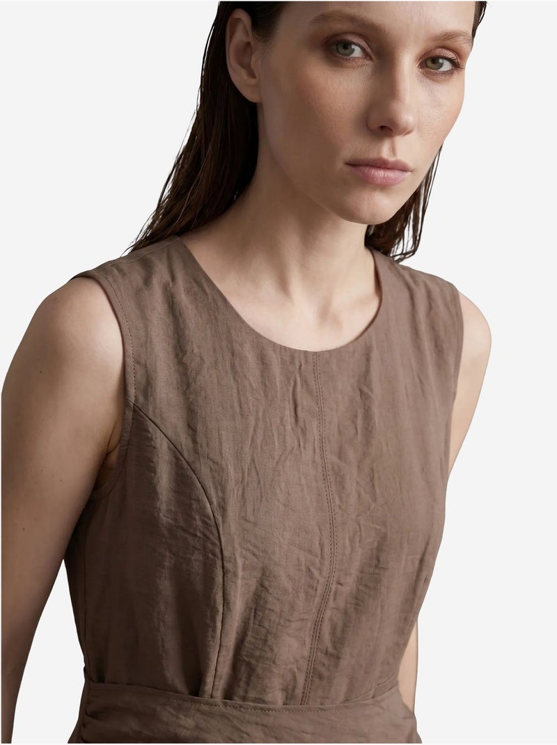 Vestido midi de línea a sin mangas my fashion Taupe - Kiabi