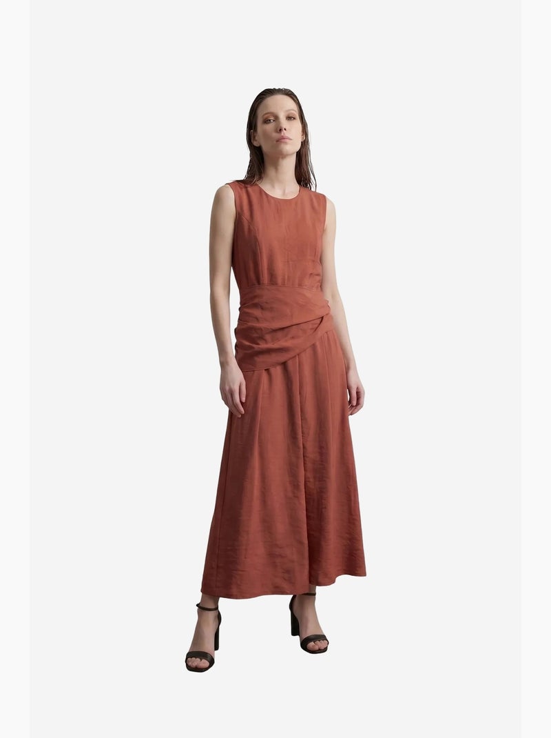 Vestido midi de línea a sin mangas my fashion Terracota - Kiabi