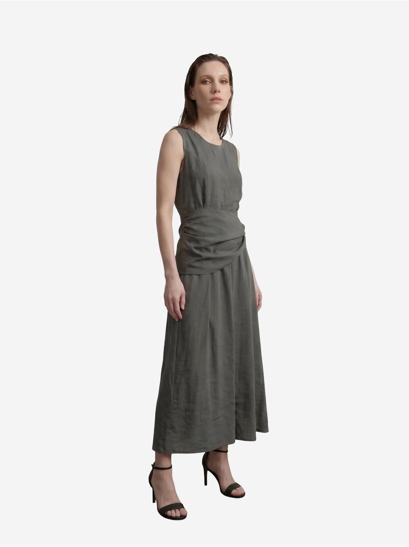 Vestido midi de línea a sin mangas my fashion Verde caqui - Kiabi