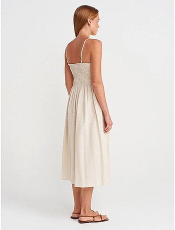 Vestido midi de línea a sin tirantes dilvin