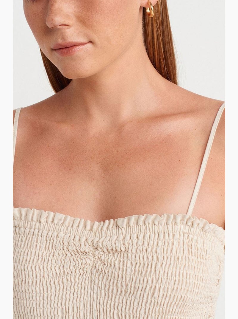 Vestido midi de línea a sin tirantes dilvin Crema - Kiabi