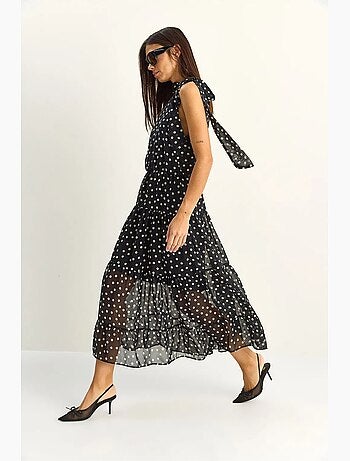 Vestido midi de lunares con cuello halter lucci