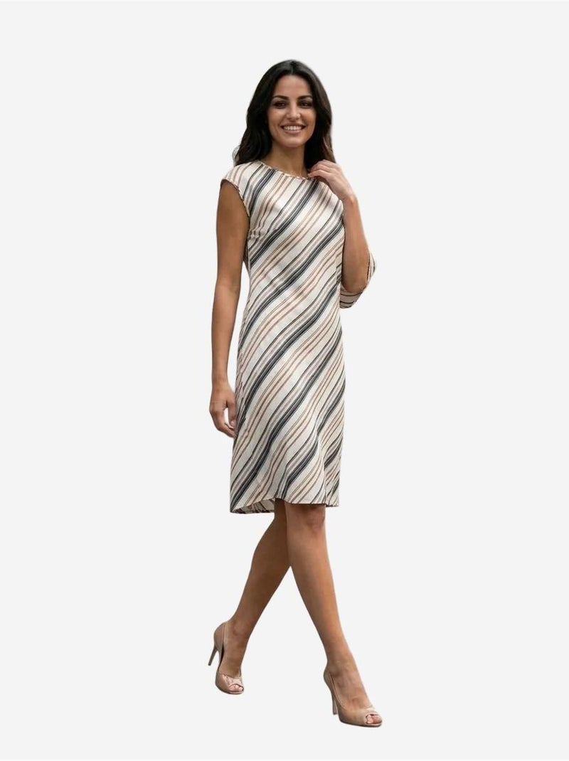 Vestido midi de lyocell a rayas my fashion Marrón claro - Kiabi